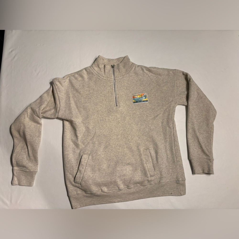 Ron Jon Women’s Light Heathered Gray Quarter-Zip Fleece Size Large